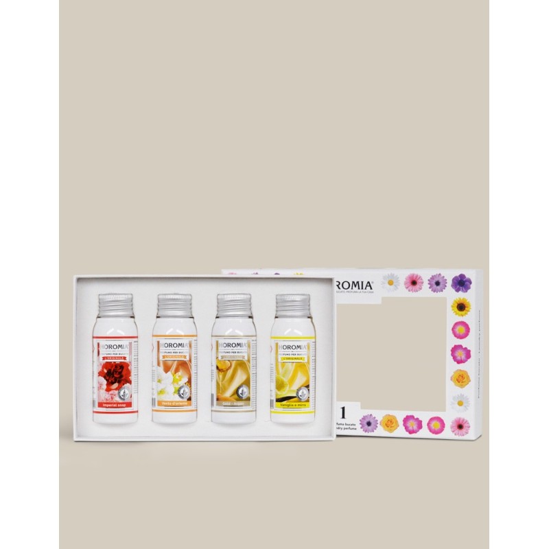 Cofanetto 4 fragranze 50ml Imperial Soap, Vaniglia e Mirra, Vento d'Oriente, Gold Argan HOROMIA