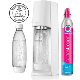 Gasatore TERRA SODASTREAM BIANCO bombola rosa, 2 bottiglie in dotazione