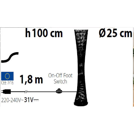 Colonna vaso sfiancata piatta H100cm 60LED bianco caldo  3D ATS CLT100 S60-F (WW) Lotti (LOLLI 20023) Colonna vaso sfiancata piatta H100cm 60LED bianco caldo  3D ATS CLT100 S60-F (WW) Lotti (LOLLI 20023)