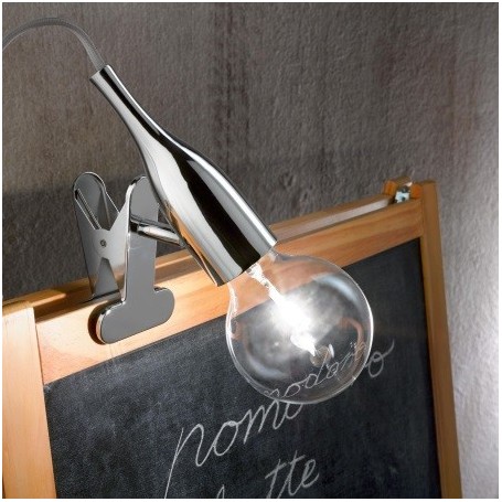 Lampada a pinza in metallo cromato PICCHIO AP1