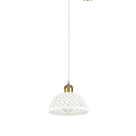 Lampadario sospensione in ceramica bianca diamtero cm20 LUGANO SP1 D18 Ideal Lux 2