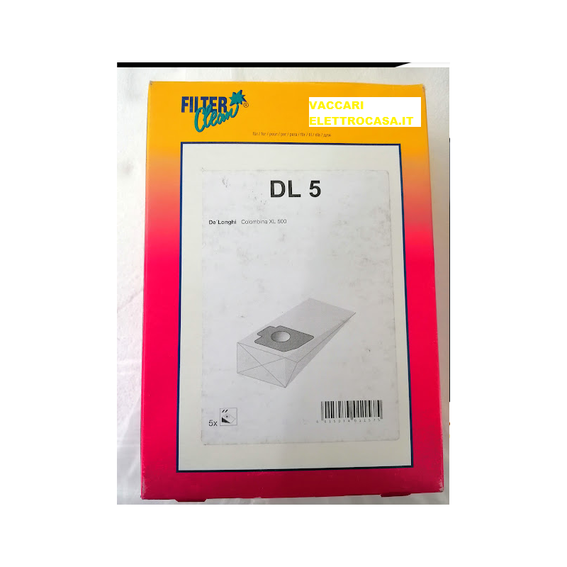 FILTER CLEAN DL5 SACCHETTI PER COLOMBINA XL 500 Delonghi