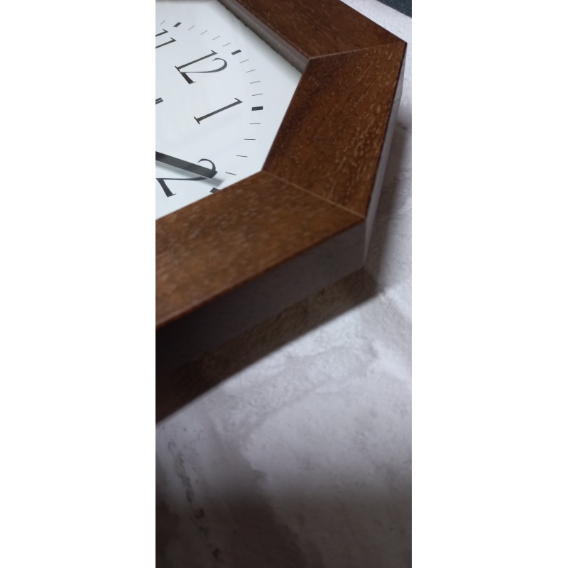 orologio parete cornice legno noce forma ottag. cm 27x27