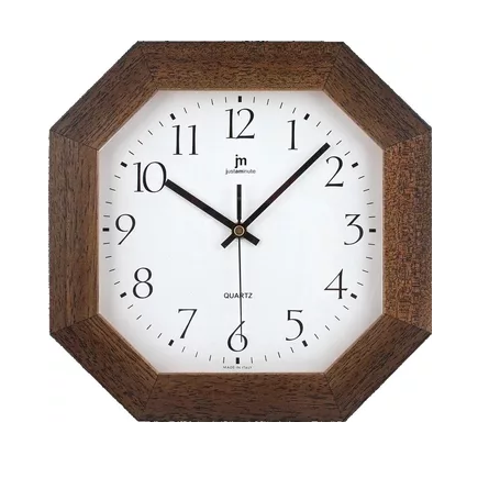 orologio parete cornice legno noce forma ottag. cm 27x27