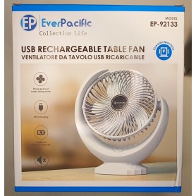 Ventilatore piccolo da tavolo USB ricaricabile cm24x21 colori vari EP92133 EverPacific 2
