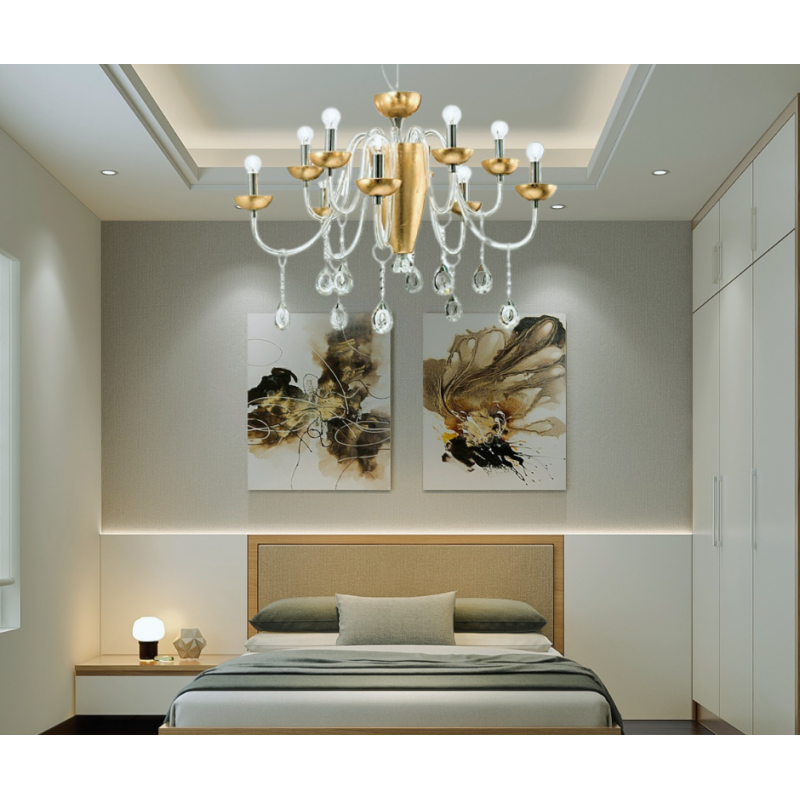CAMELIA SP10 ORO IDEALLUX Lampadario 10luci