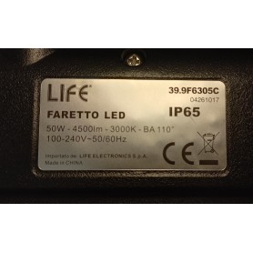 FARO LED 50w LUCE CALDA per esterno LIFE 2