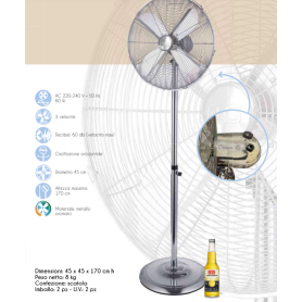 Ventilatore piantana metallo cromato diametro cm45 EV080 CROMO45 CFG 2