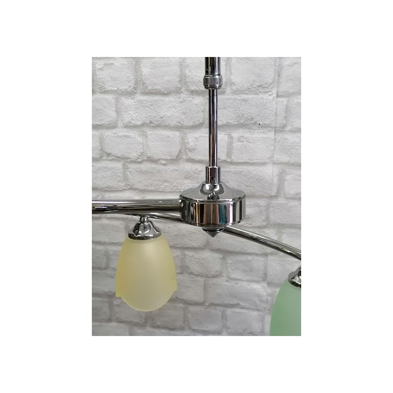 LAMPADARIO A SPIRALE CROMO 5 LUCI VETRO MULTICOLOR PADANA LAMPADARI 210.240sg padana