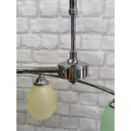 LAMPADARIO A SPIRALE CROMO 5 LUCI VETRO MULTICOLOR PADANA LAMPADARI 210.240sg padana