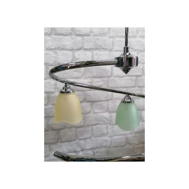 LAMPADARIO A SPIRALE CROMO 5 LUCI VETRO MULTICOLOR PADANA LAMPADARI 210.240sg padana