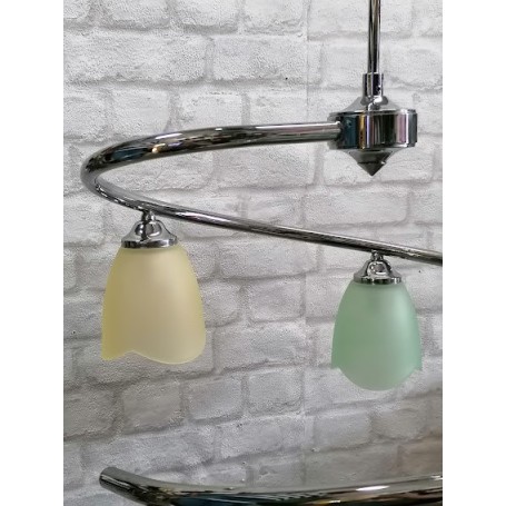 LAMPADARIO A SPIRALE CROMO 5 LUCI VETRO MULTICOLOR PADANA LAMPADARI 210.240sg padana