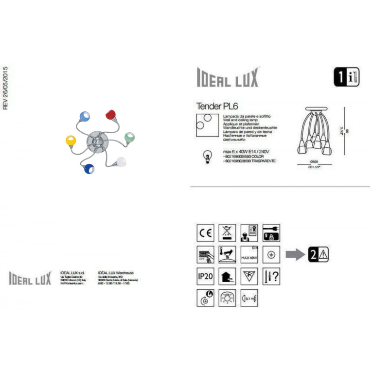 TENDER PL6 PLAFONIERA CON BRACCI FLESSIBILI...