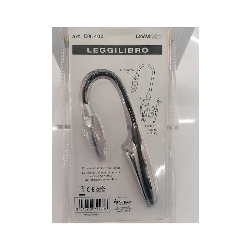 TORCIA DA APPENDERLA AL LIBRO LEGGILIBRO LEGGERO LED led batteria Lyvia DX400