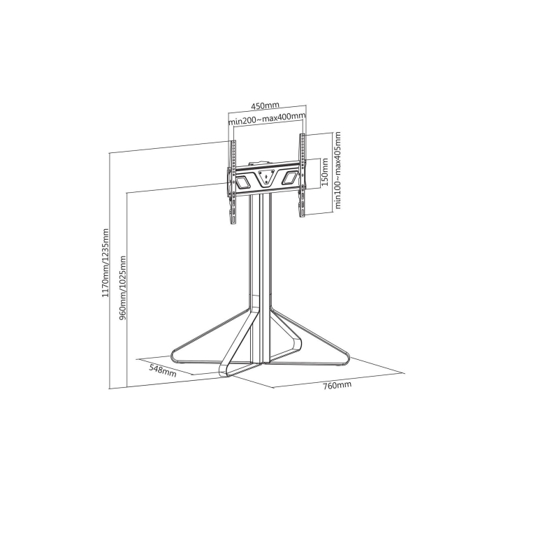 Supporto TV da pavimento 43"-65" max 35kg TVSM6050BK NEDIS