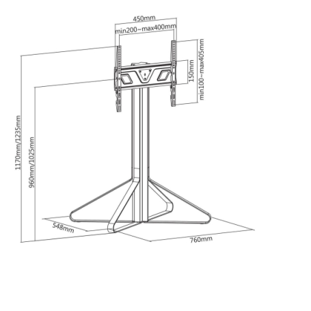 Supporto TV da pavimento 43"-65" max 35kg TVSM6050BK NEDIS Supporto TV da pavimento 43"-65" max 35kg TVSM6050BK NEDIS