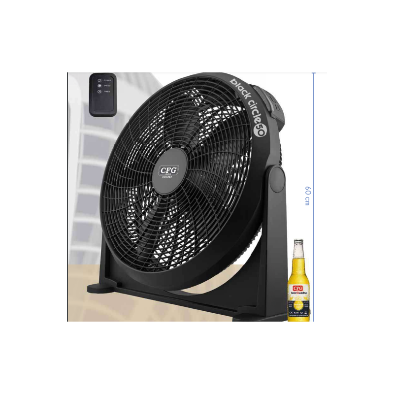 Ventilatore da appoggio nero diametro cm50 EV078 BLACK CIRCLE 50 CFG