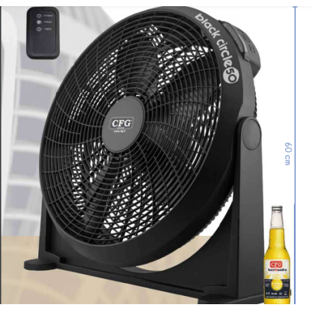 Ventilatore da appoggio nero diametro cm50 EV078 BLACK CIRCLE 50 CFG