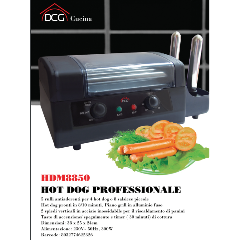 DCG Macchina per hot dog HDM8850 cuoce pane e...