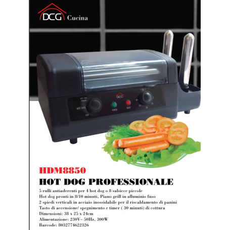 DCG Macchina per hot dog HDM8850 cuoce pane e wurstel