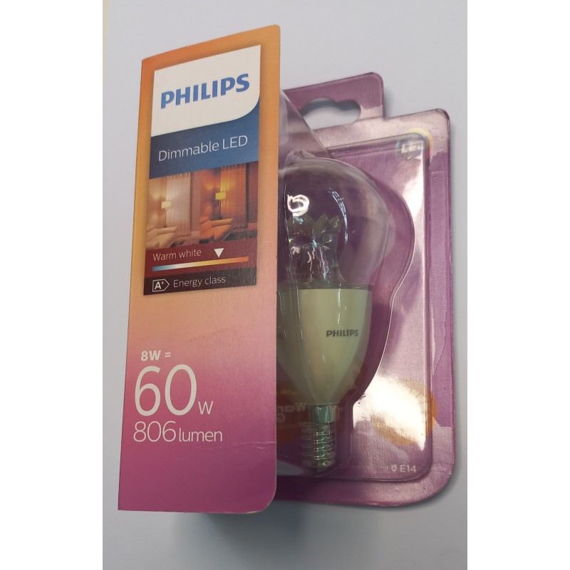 lampadina SF E14 8w 2700k dimmerabile PHILIPS