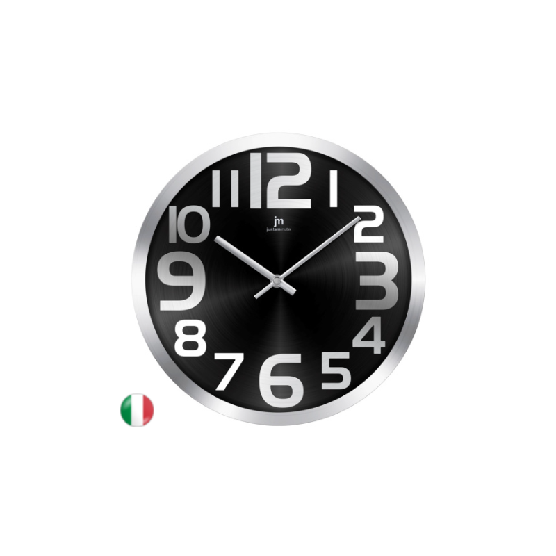 orologio mìda parete nero e acciaio con grandi numeri 14972 jm