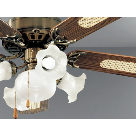 7066 OB PERENZ PALA DA SOFFITTO IN STILE CLASSICO PAGLIA DI VIENNA CON 5 LAMPADE