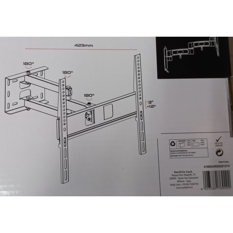 supporto tv da parete 32-55" doppio snodo...