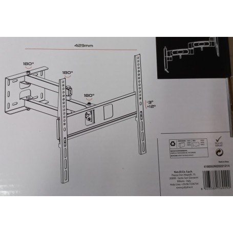 supporto tv da parete 32-55" doppio snodo Unitronic