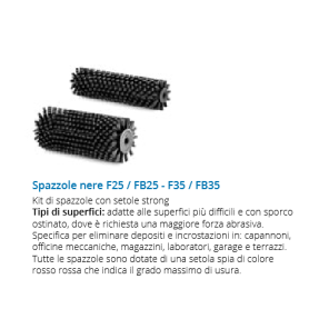 Coppia spazzole nere ricambio per lavapavimenti F25...