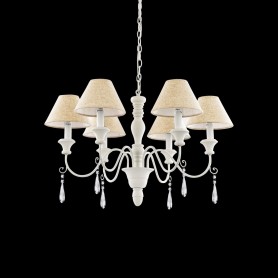 Provence sp6 lampadario provenzale con paralumi bianco opaco- 2