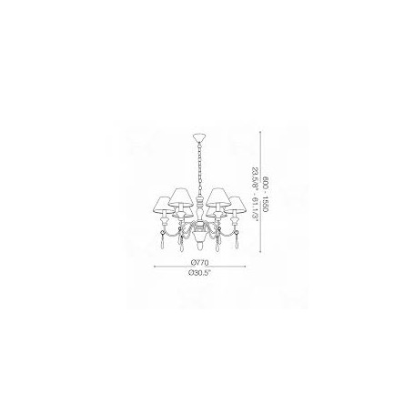Provence sp6 Lampadario in stile provenzale 6 luci con paralumi tortora e goccie