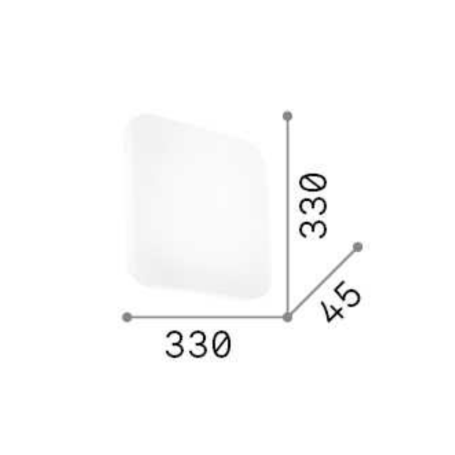 Plafoniera quadrata diffusore policarbonato opale satinato, base metallo verniciato cm33x33 CLARA SQUARE Ideal Lux