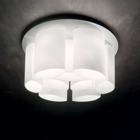 Grande plafoniera bianca 9 luci moderna almond pl9 ideallux