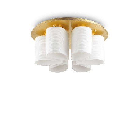 Lampadario da soffitto base metallo foglia oro, diffusori vetro soffiato biancoDAISY PL6 IDEAL LUX