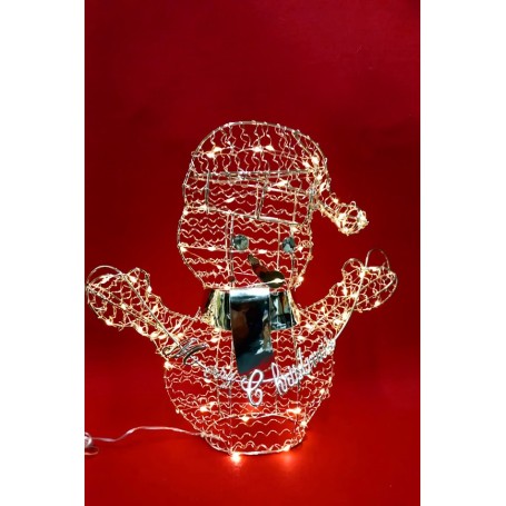 Pupazzo neve in metallo a batterie cm30 micro LED VPM SWM CH 30-TF 3AA champagne