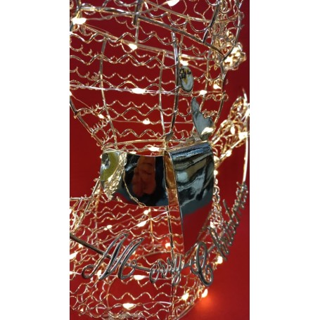Pupazzo neve in metallo a batterie cm30 micro LED VPM SWM CH 30-TF 3AA champagne