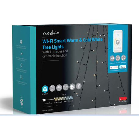 Tenda per albero illuminazione smart wifi 200led m5x4 Nedis WIFILXT12W200