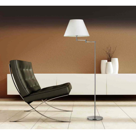 Piantana metallo cromata BEVERLY MPT1 Ideal Lux con paralume bianco direzionabile