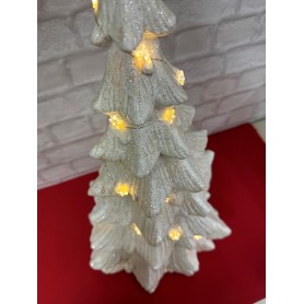 ALBERO DI NATALE BIANCO IN CERAMICA CON LUCE A BATTERIE... 2