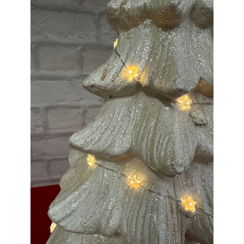 ALBERO DI NATALE BIANCO IN CERAMICA CON LUCE A...