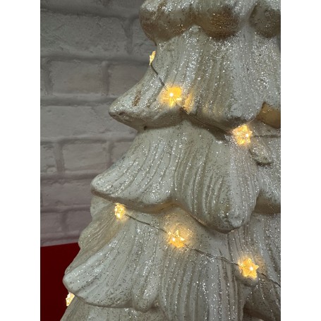 ALBERO DI NATALE BIANCO IN CERAMICA CON LUCE A BATTERIE AMICASA H56cm
