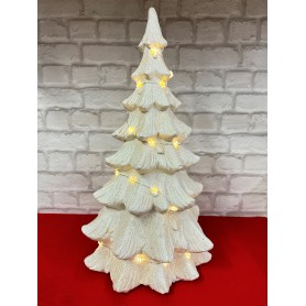 ALBERO DI NATALE BIANCO IN CERAMICA CON LUCE A BATTERIE...