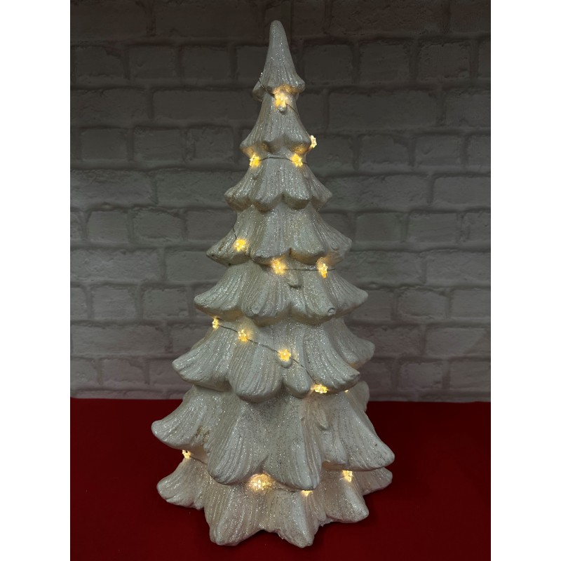 ALBERO DI NATALE BIANCO IN CERAMICA CON LUCE A...