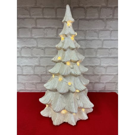 ALBERO DI NATALE BIANCO IN CERAMICA CON LUCE A BATTERIE AMICASA H56cm