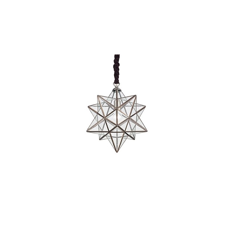 Piccolo Lampadario a forma di Stella 3d con montatura in metallo e lastre di vetro trasparente COLOR BRUNITO STELLA SP1 SMALL