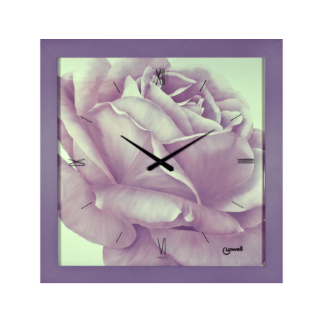 Grande Orologio da Parete quadro cornice viola e stampa floreale lowell 11790