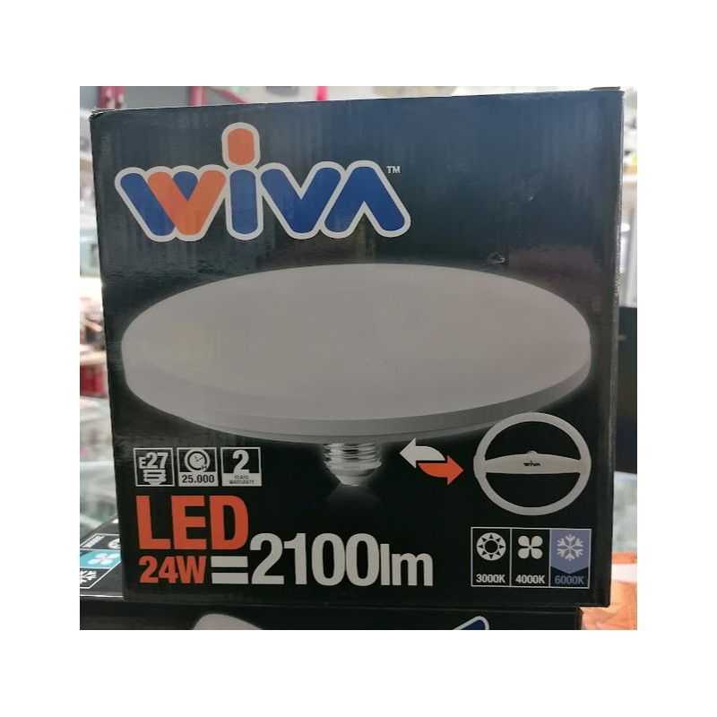lampadina led-wiva24watt-disco-piatta-6000k fredda-2100lumen-e27