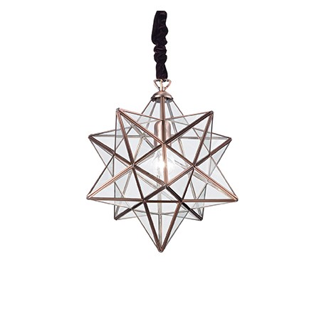 Piccolo Lampadario a forma di Stella 3d con montatura in metallo e lastre di vetro trasparente COLOR BRUNITO STELLA SP1 SMALL