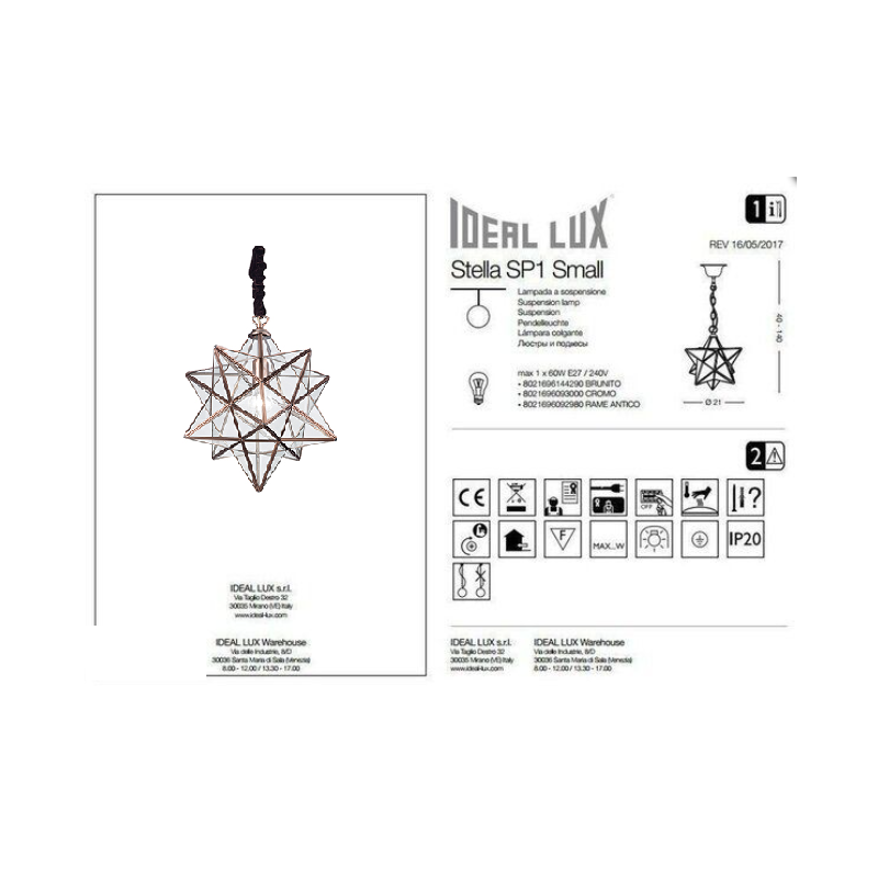 Piccolo Lampadario a forma di Stella 3d con...